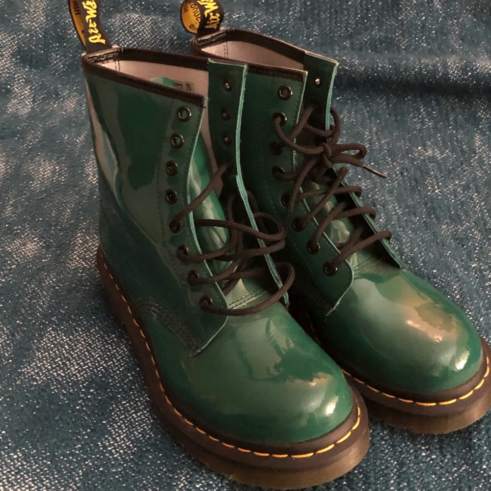 Green Dr. Martens boots NWOT